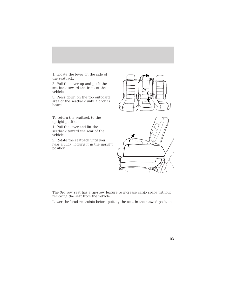 Seating and safety restraints | FORD 2003 Explorer v.3 User Manual | Page 103 / 280