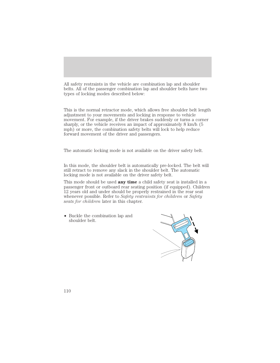 Seating and safety restraints | FORD 2003 Explorer v.3 User Manual | Page 110 / 280