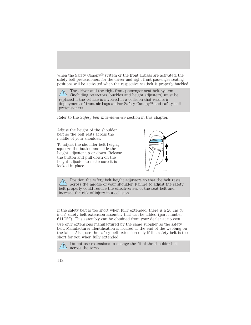 Seating and safety restraints | FORD 2003 Explorer v.3 User Manual | Page 112 / 280