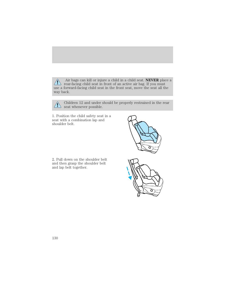 Seating and safety restraints | FORD 2003 Explorer v.3 User Manual | Page 130 / 280