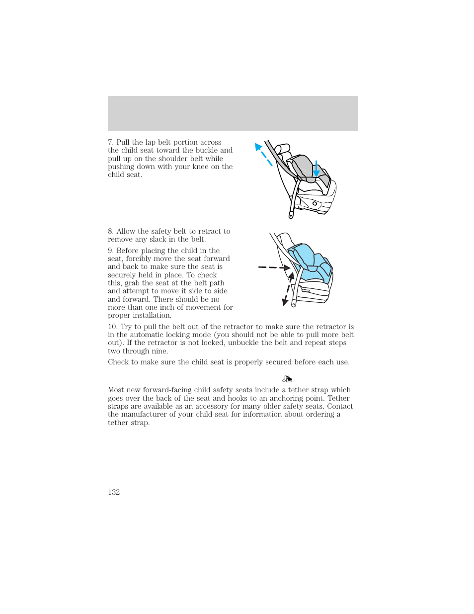 Seating and safety restraints | FORD 2003 Explorer v.3 User Manual | Page 132 / 280