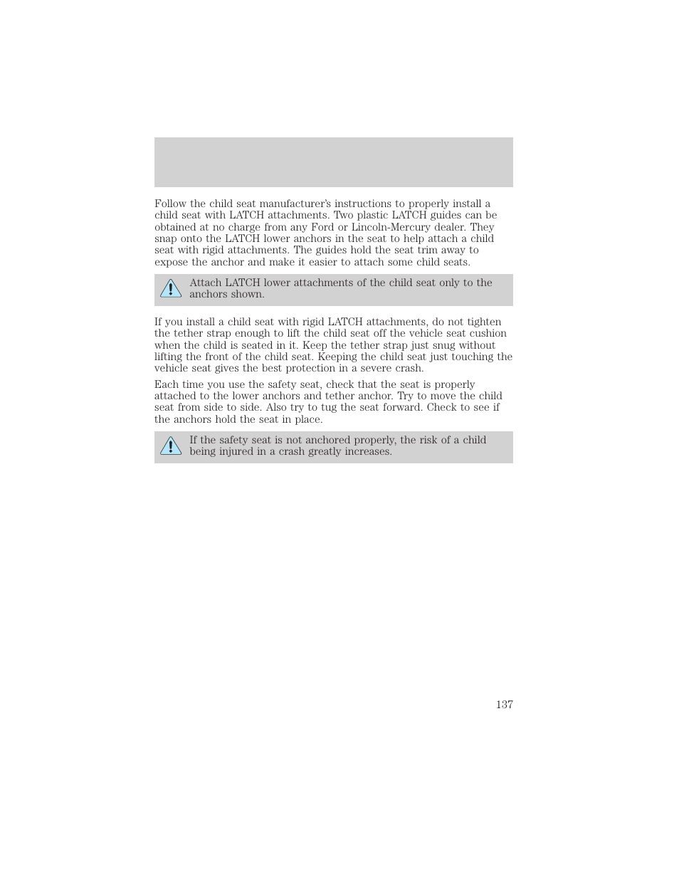 Seating and safety restraints | FORD 2003 Explorer v.3 User Manual | Page 137 / 280