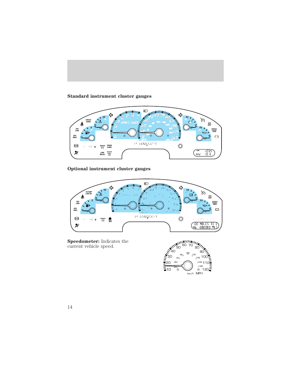 Instrument cluster | FORD 2003 Explorer v.3 User Manual | Page 14 / 280