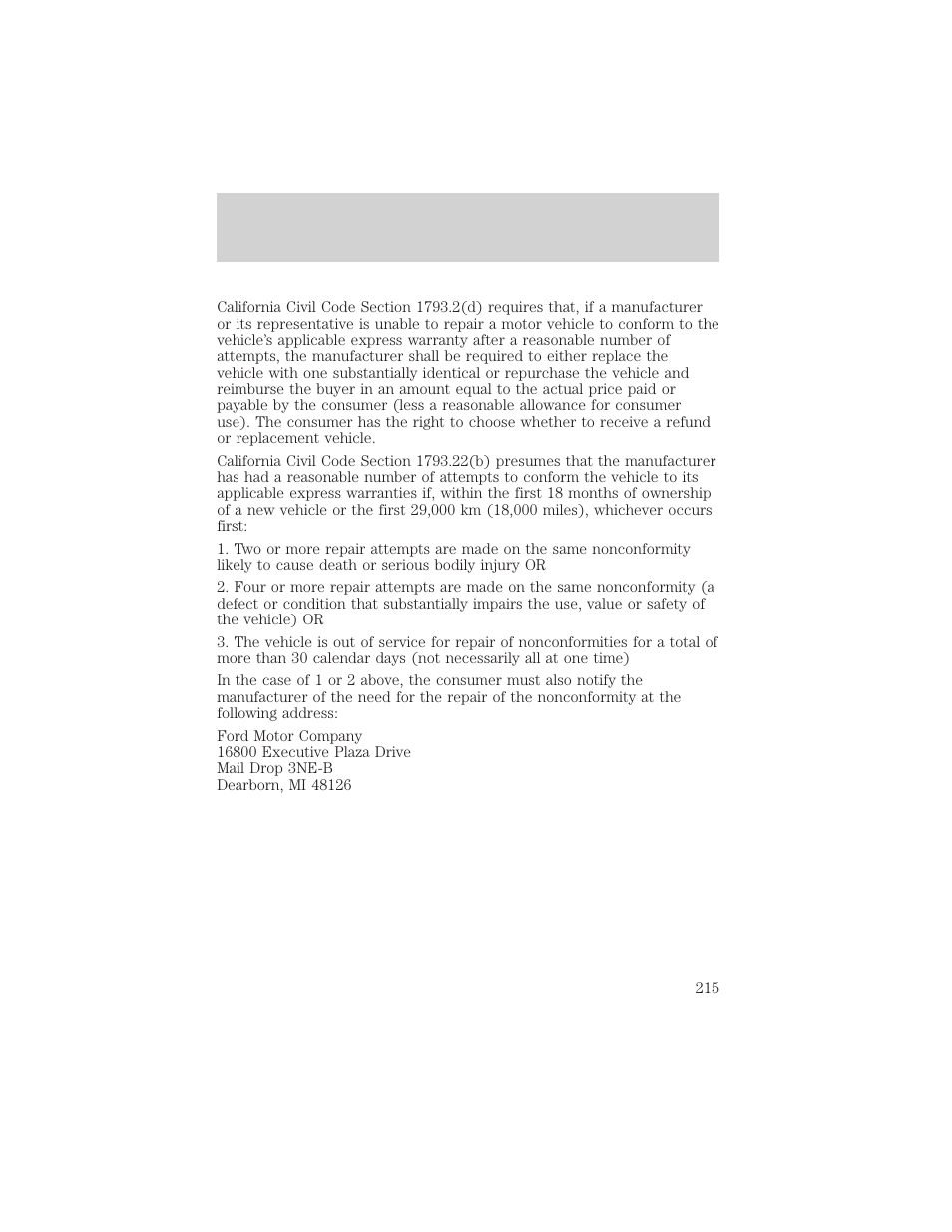 Customer assistance | FORD 2003 Explorer v.3 User Manual | Page 215 / 280