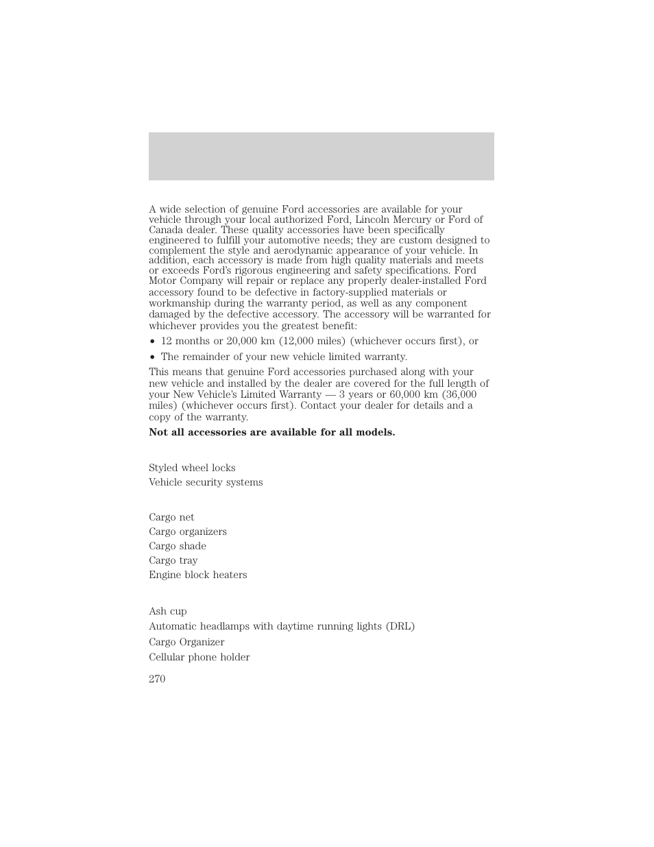 Accessories | FORD 2003 Explorer v.3 User Manual | Page 270 / 280