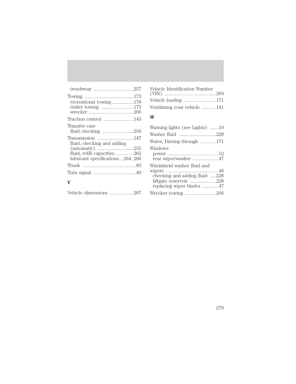 Index | FORD 2003 Explorer v.3 User Manual | Page 279 / 280