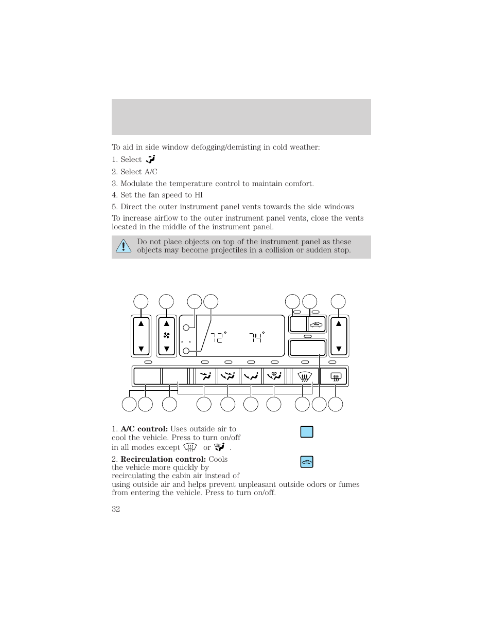 Climate controls | FORD 2003 Explorer v.3 User Manual | Page 32 / 280