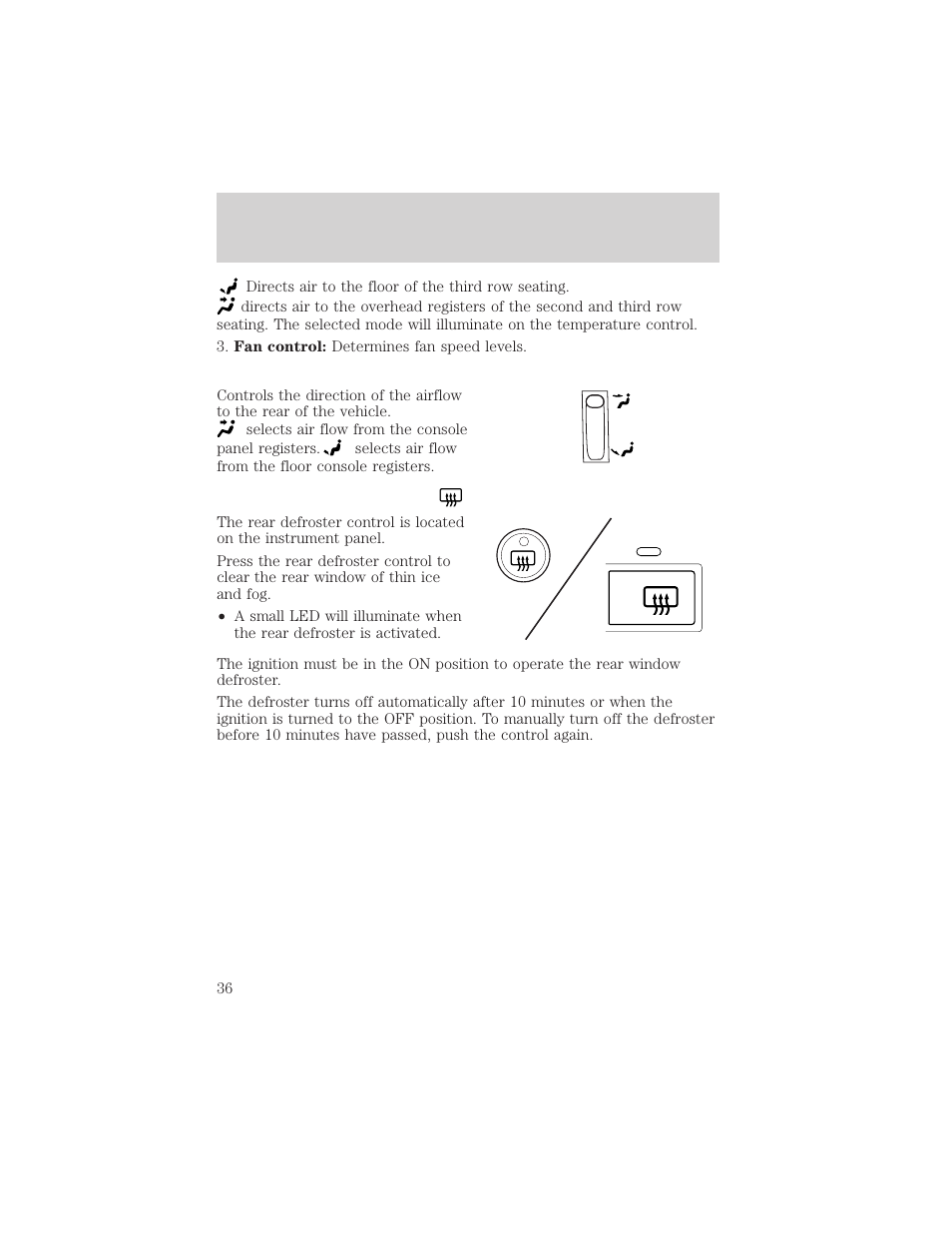 Climate controls | FORD 2003 Explorer v.3 User Manual | Page 36 / 280