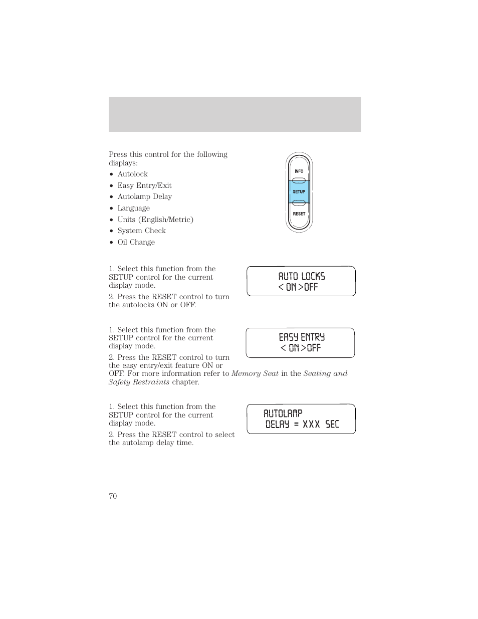Driver controls | FORD 2003 Explorer v.3 User Manual | Page 70 / 280