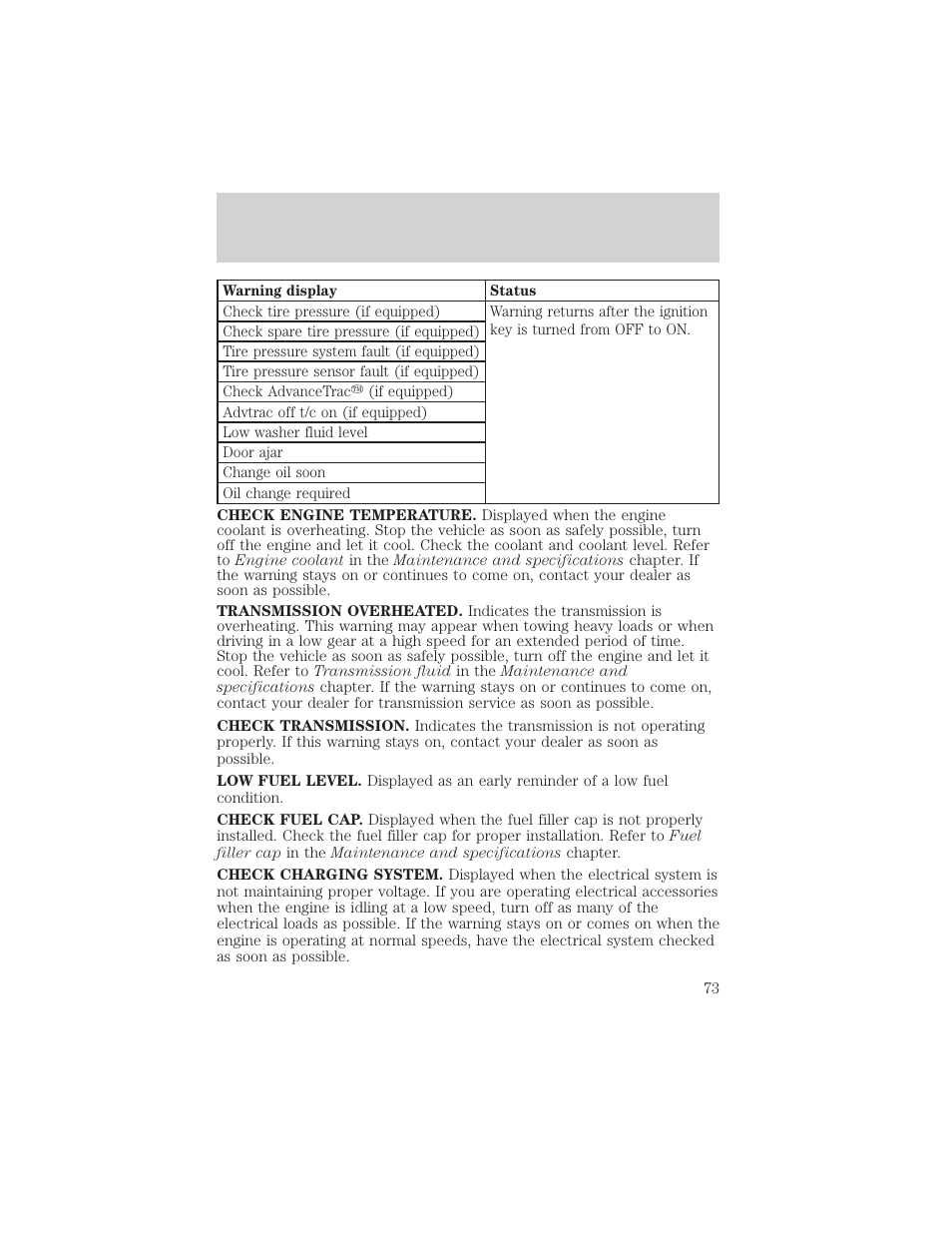 Driver controls | FORD 2003 Explorer v.3 User Manual | Page 73 / 280