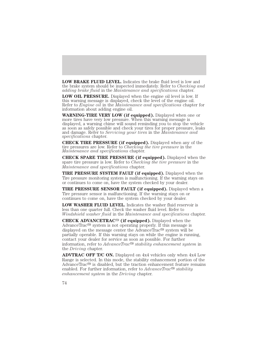 Driver controls | FORD 2003 Explorer v.3 User Manual | Page 74 / 280