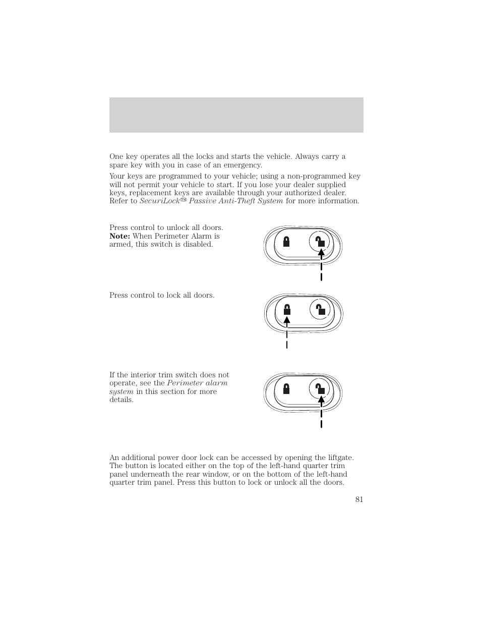 Locks and security | FORD 2003 Explorer v.3 User Manual | Page 81 / 280