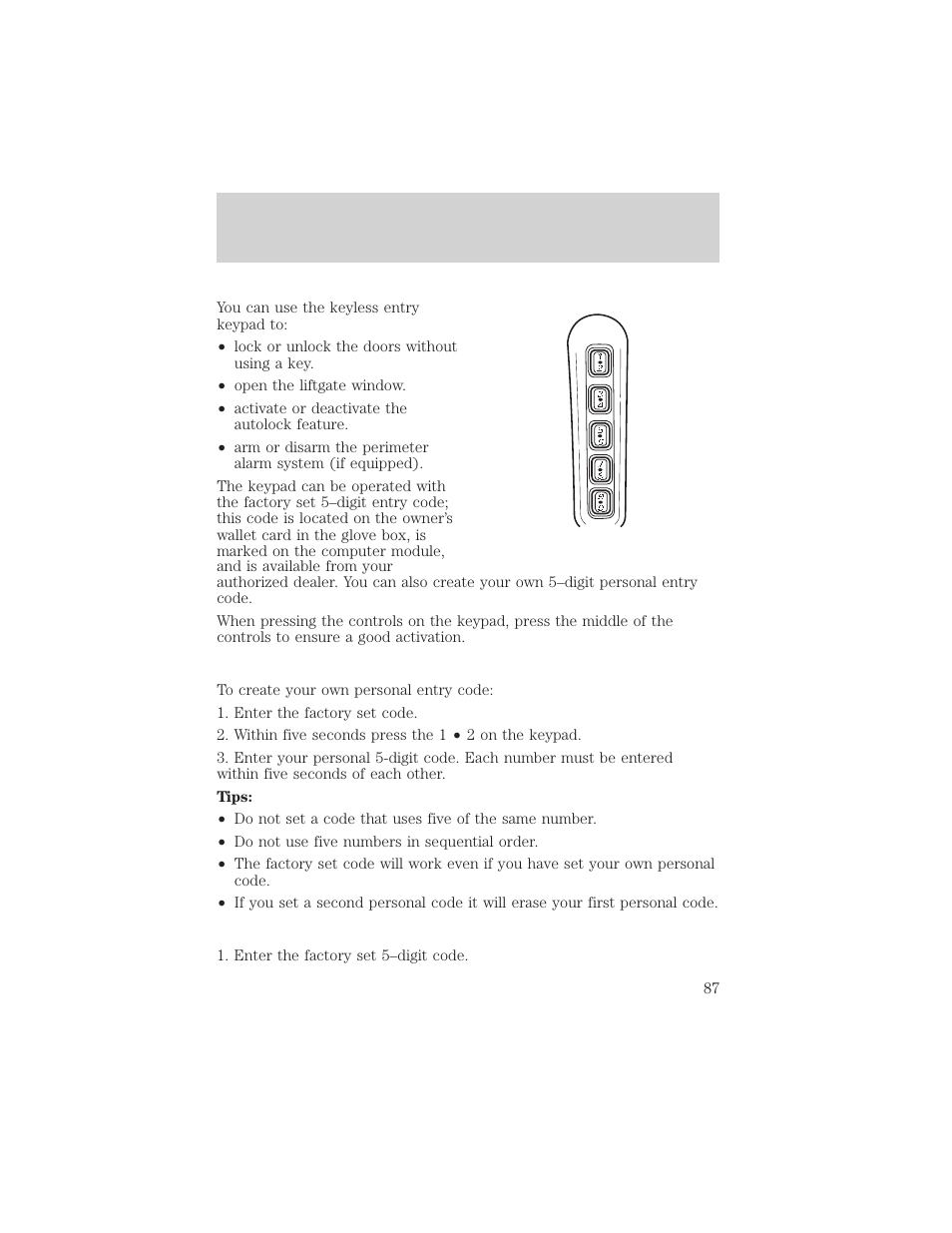 Locks and security | FORD 2003 Explorer v.3 User Manual | Page 87 / 280