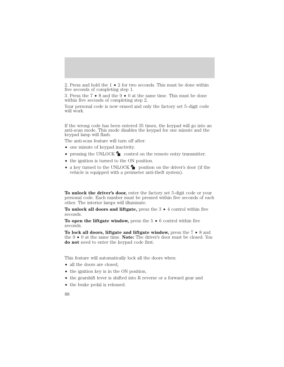 Locks and security | FORD 2003 Explorer v.3 User Manual | Page 88 / 280