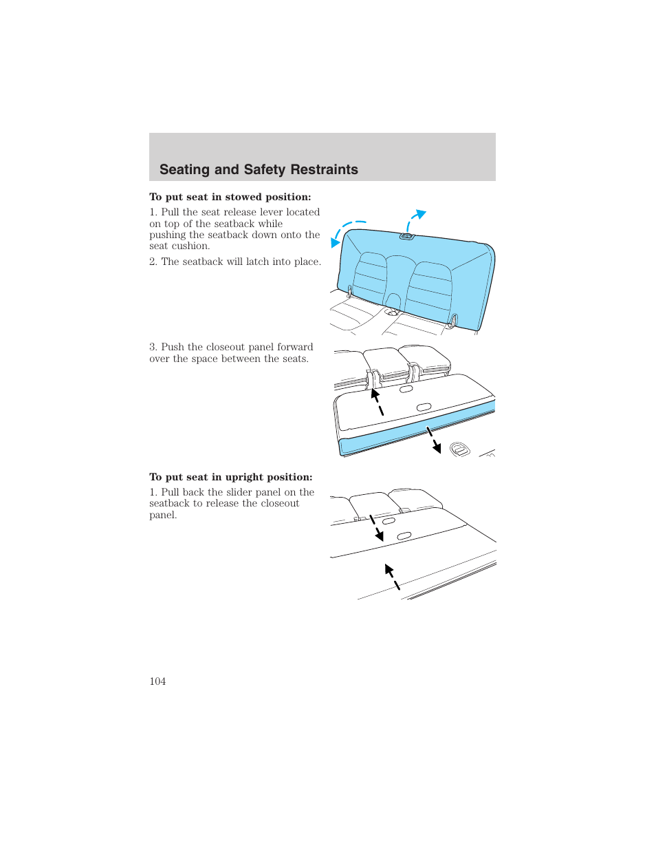 Seating and safety restraints | FORD 2003 Explorer v.4 User Manual | Page 104 / 280