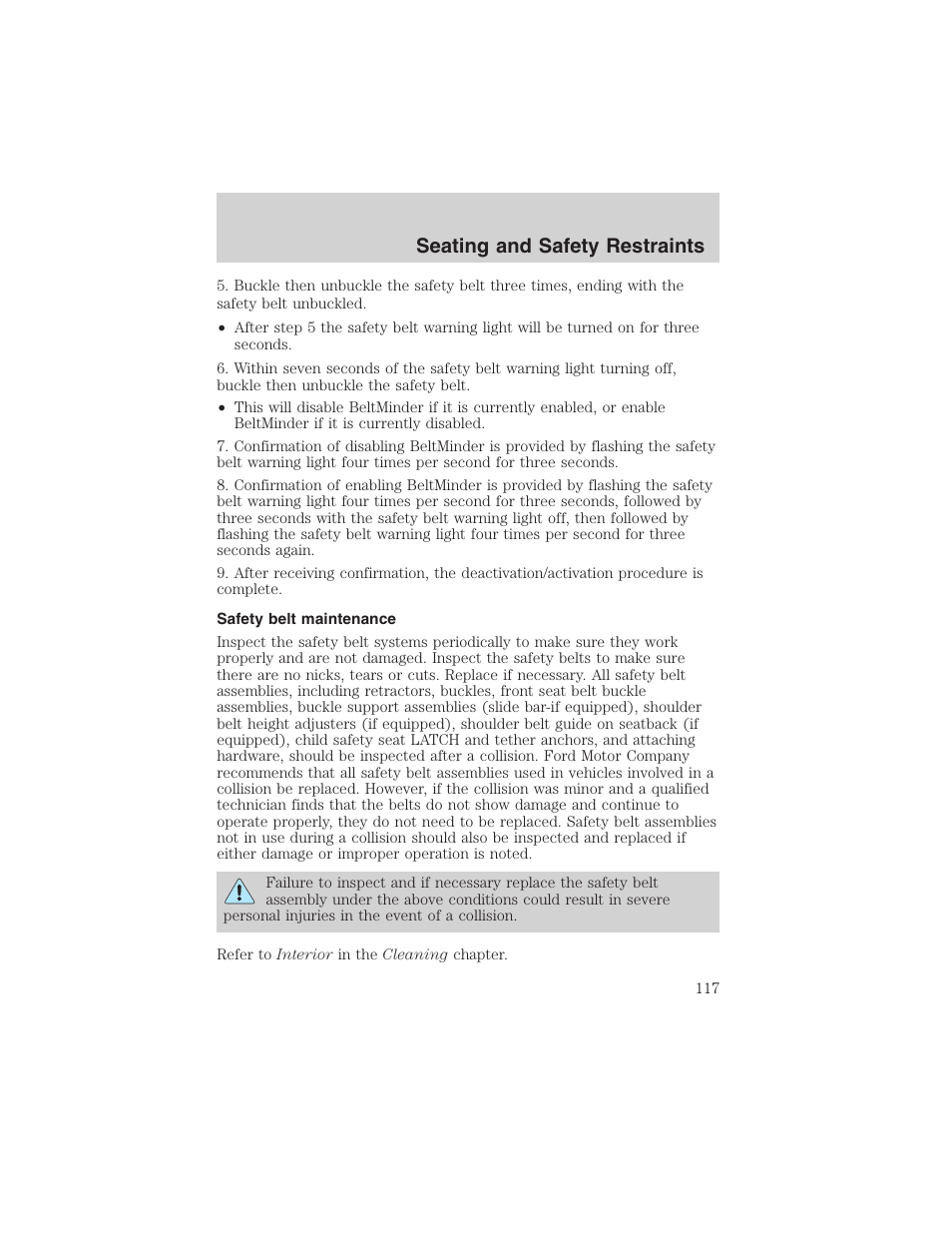 Seating and safety restraints | FORD 2003 Explorer v.4 User Manual | Page 117 / 280