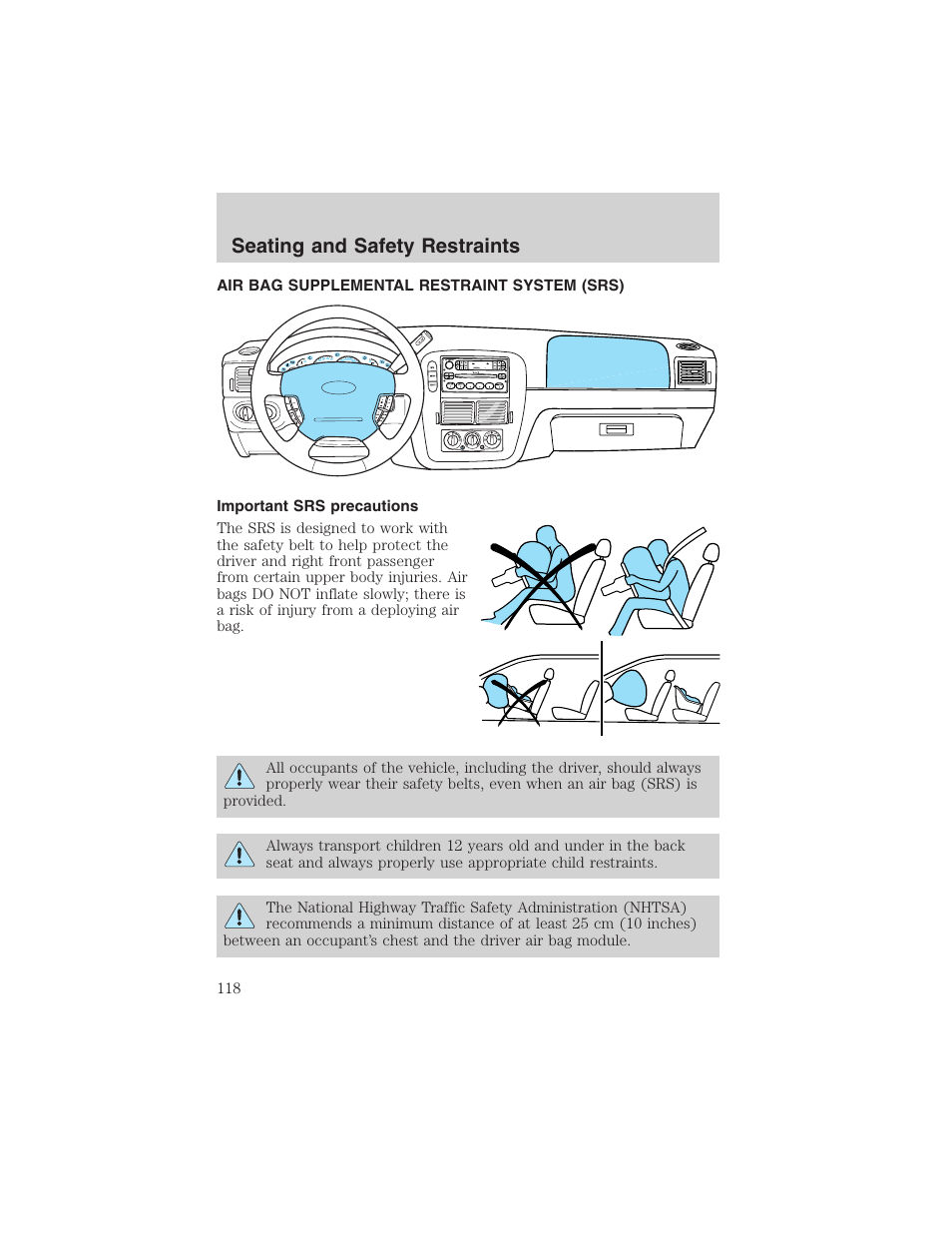 Seating and safety restraints | FORD 2003 Explorer v.4 User Manual | Page 118 / 280