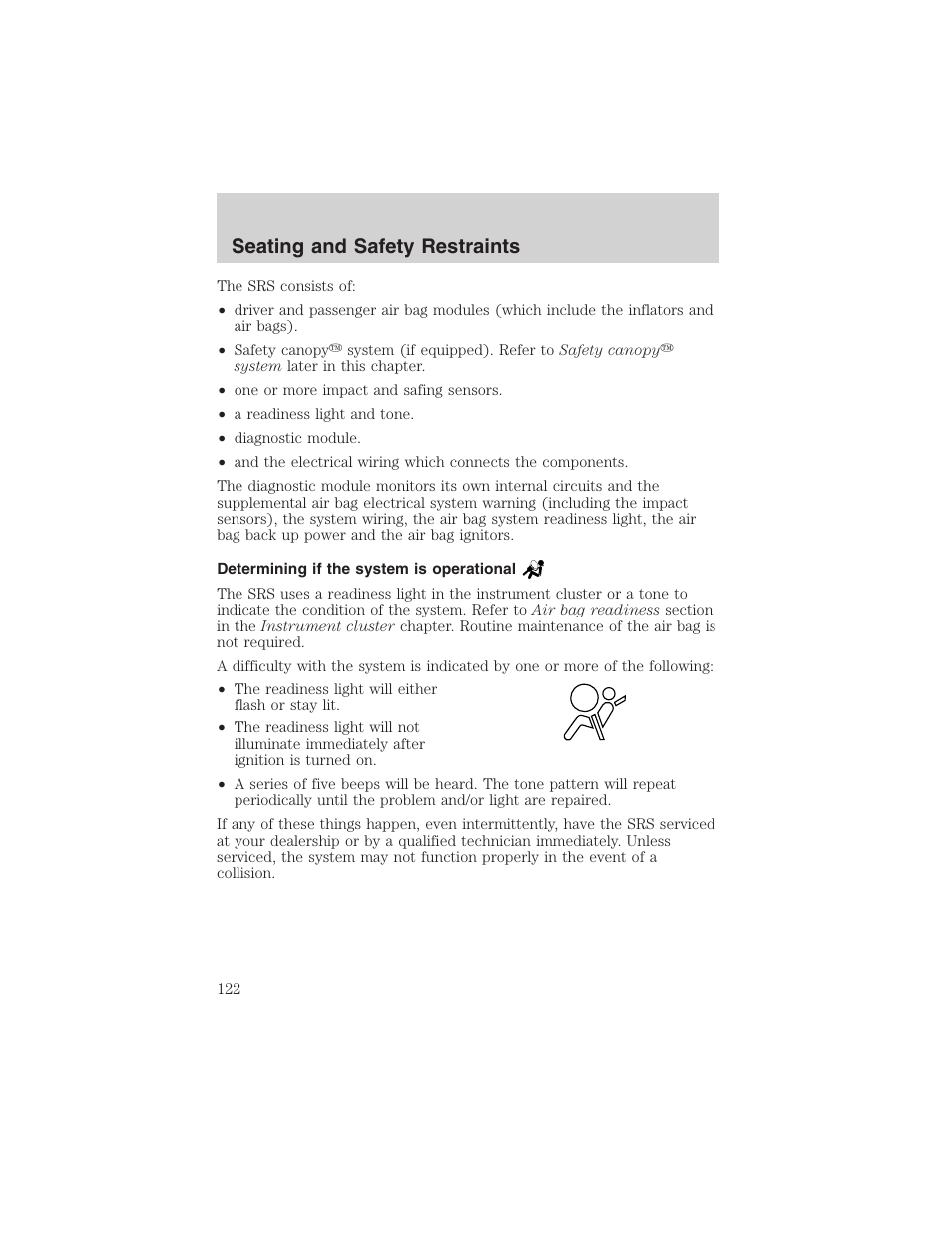 Seating and safety restraints | FORD 2003 Explorer v.4 User Manual | Page 122 / 280