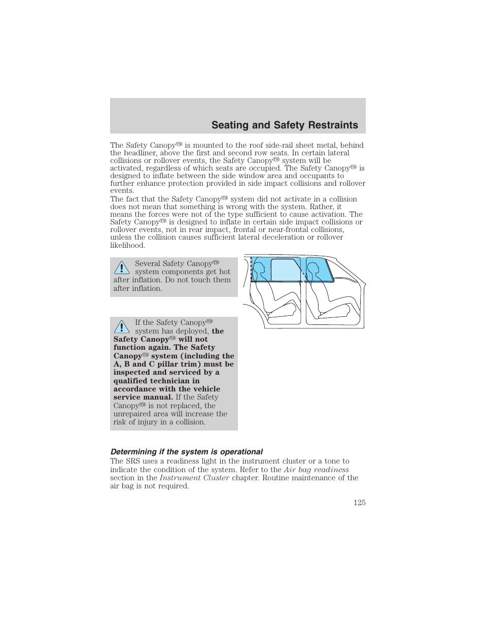 Seating and safety restraints | FORD 2003 Explorer v.4 User Manual | Page 125 / 280