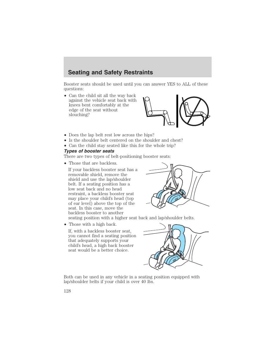 Seating and safety restraints | FORD 2003 Explorer v.4 User Manual | Page 128 / 280