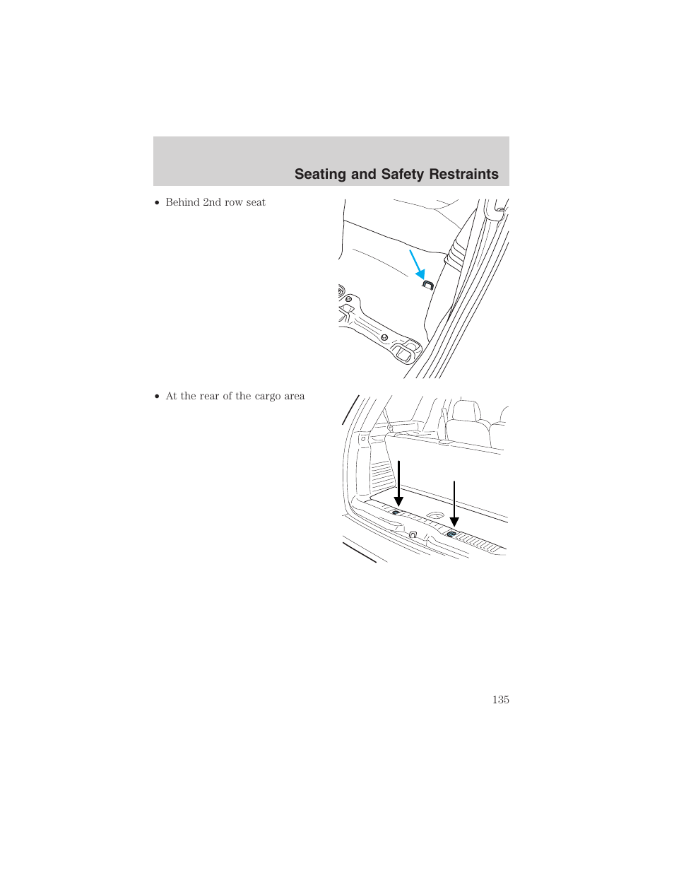 Seating and safety restraints | FORD 2003 Explorer v.4 User Manual | Page 135 / 280