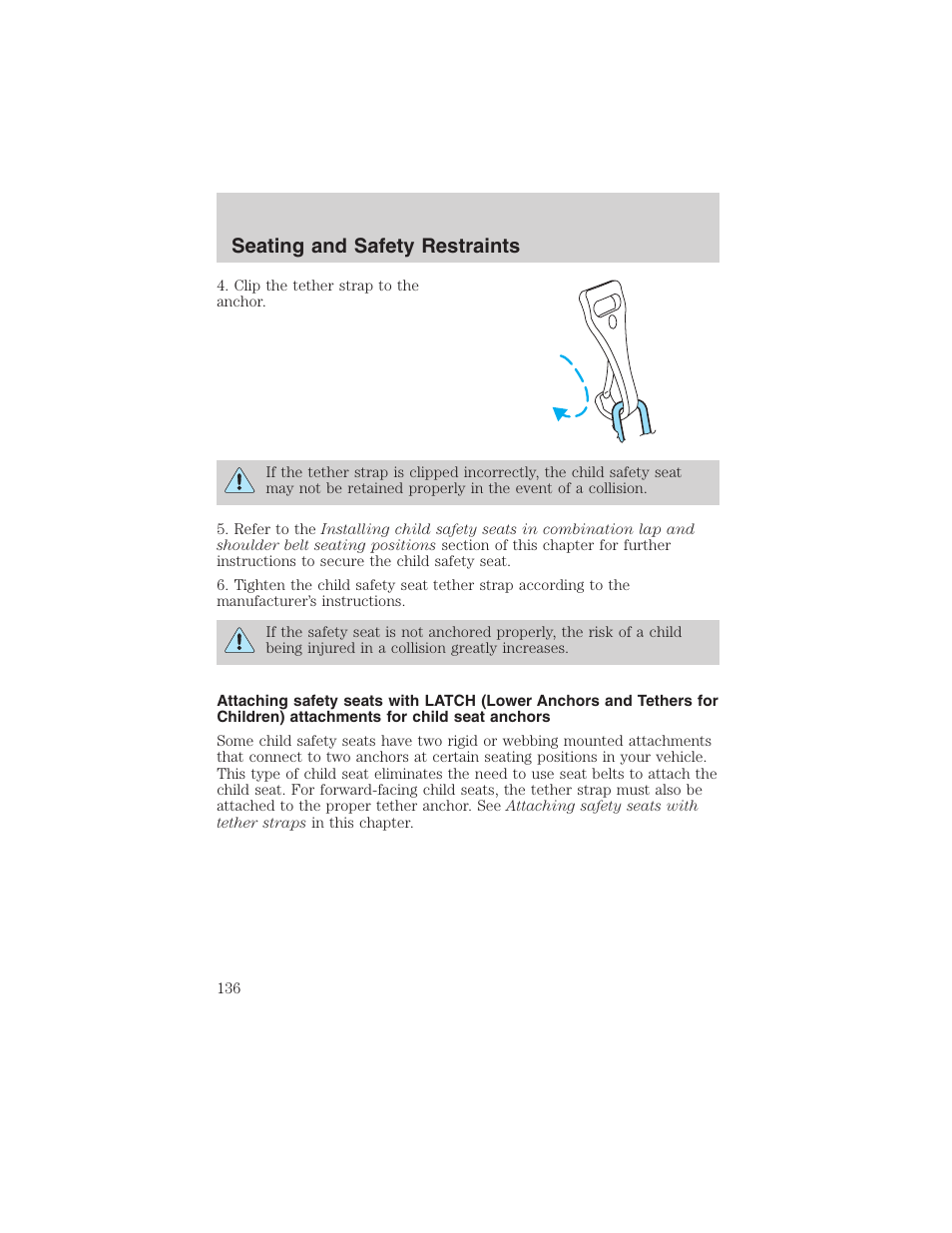 Seating and safety restraints | FORD 2003 Explorer v.4 User Manual | Page 136 / 280