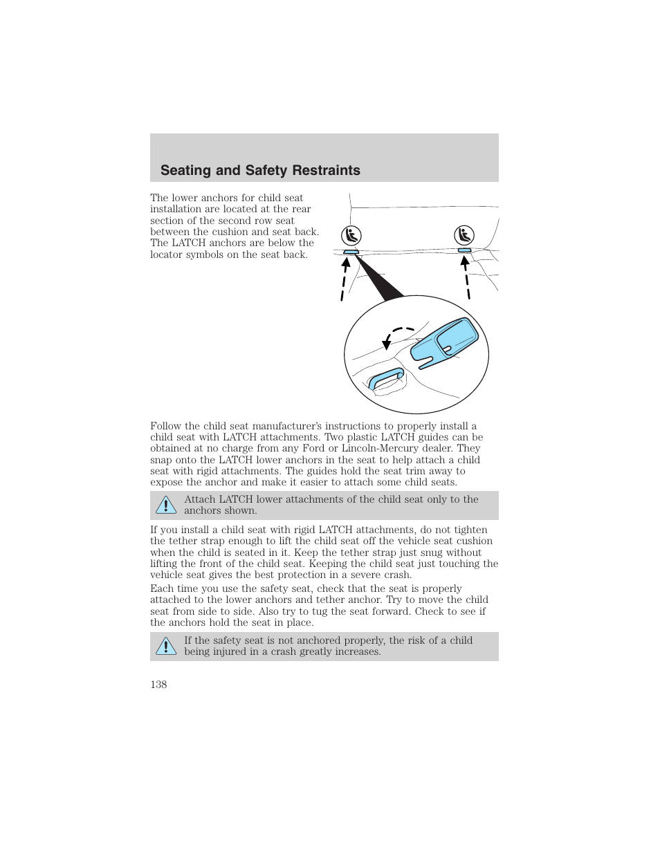 Seating and safety restraints | FORD 2003 Explorer v.4 User Manual | Page 138 / 280