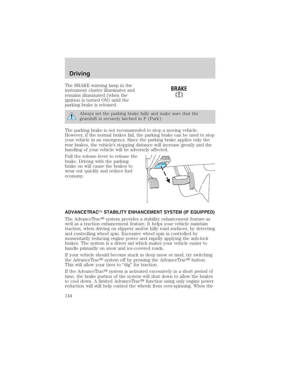 Driving | FORD 2003 Explorer v.4 User Manual | Page 144 / 280