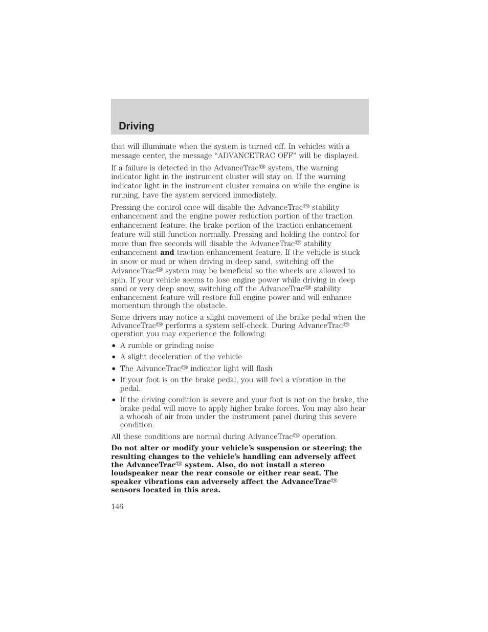 Driving | FORD 2003 Explorer v.4 User Manual | Page 146 / 280