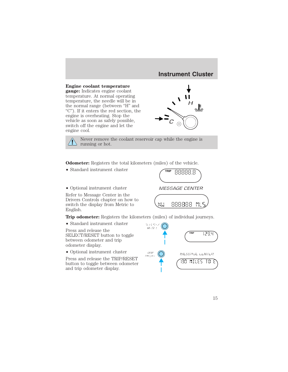 Instrument cluster | FORD 2003 Explorer v.4 User Manual | Page 15 / 280
