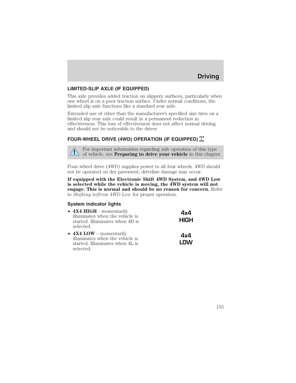 Driving | FORD 2003 Explorer v.4 User Manual | Page 155 / 280
