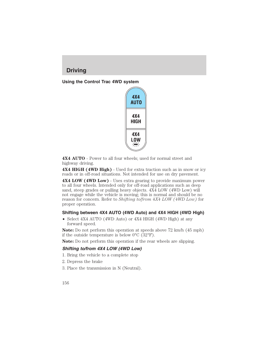 Driving | FORD 2003 Explorer v.4 User Manual | Page 156 / 280