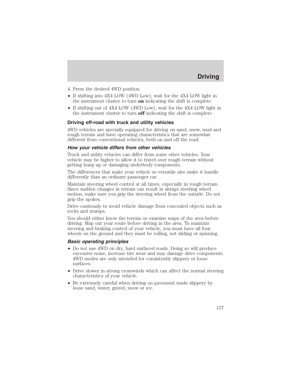 Driving | FORD 2003 Explorer v.4 User Manual | Page 157 / 280