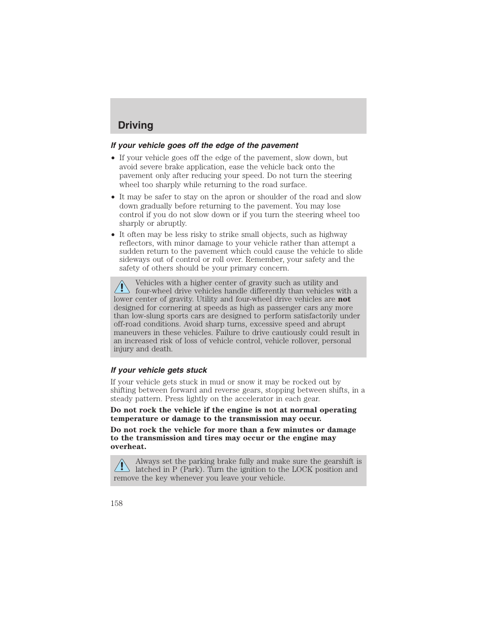 Driving | FORD 2003 Explorer v.4 User Manual | Page 158 / 280