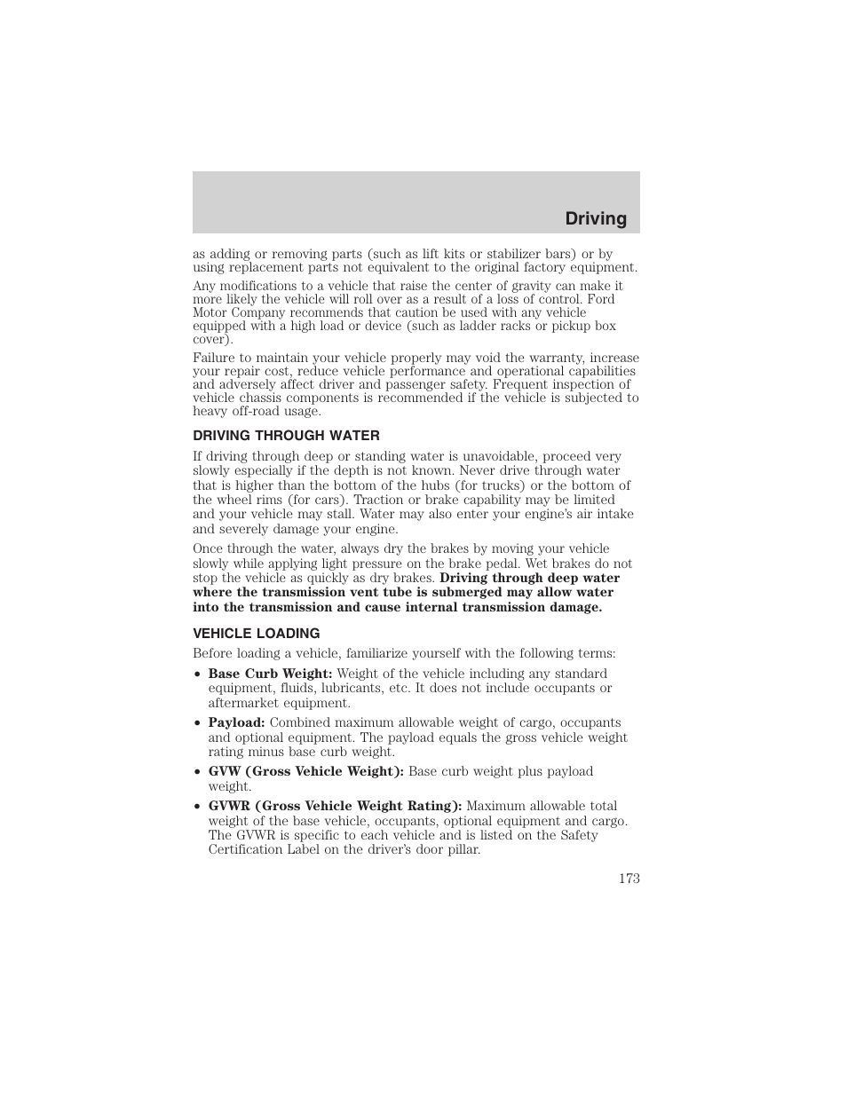 Driving | FORD 2003 Explorer v.4 User Manual | Page 173 / 280