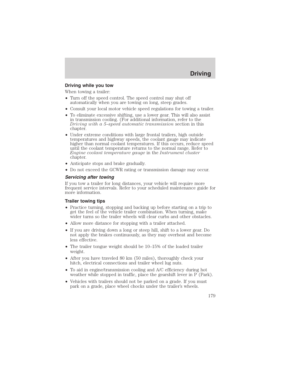 Driving | FORD 2003 Explorer v.4 User Manual | Page 179 / 280