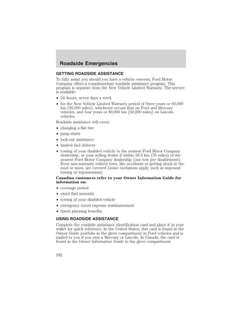 Roadside emergencies | FORD 2003 Explorer v.4 User Manual | Page 182 / 280