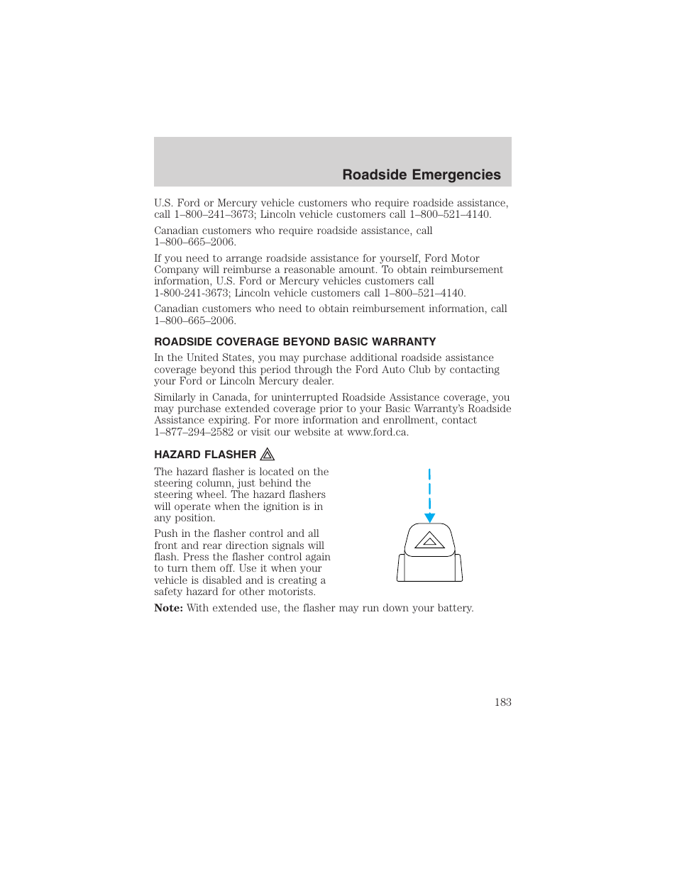 Roadside emergencies | FORD 2003 Explorer v.4 User Manual | Page 183 / 280