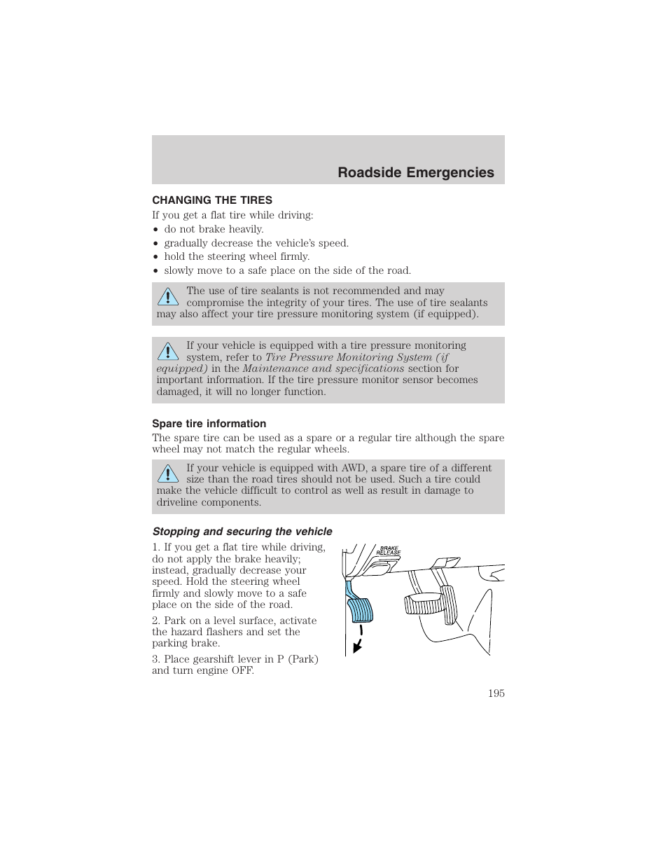Roadside emergencies | FORD 2003 Explorer v.4 User Manual | Page 195 / 280