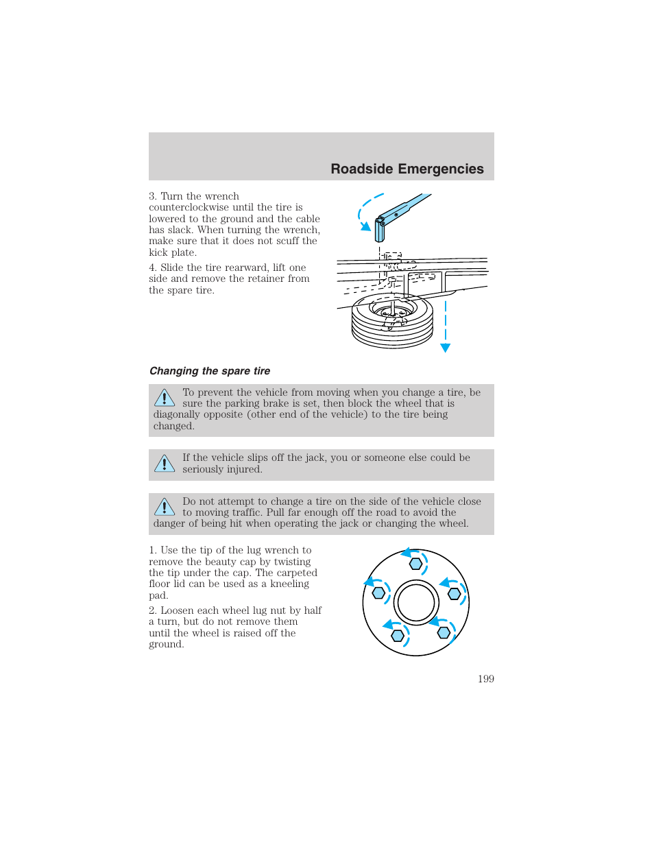 Roadside emergencies | FORD 2003 Explorer v.4 User Manual | Page 199 / 280
