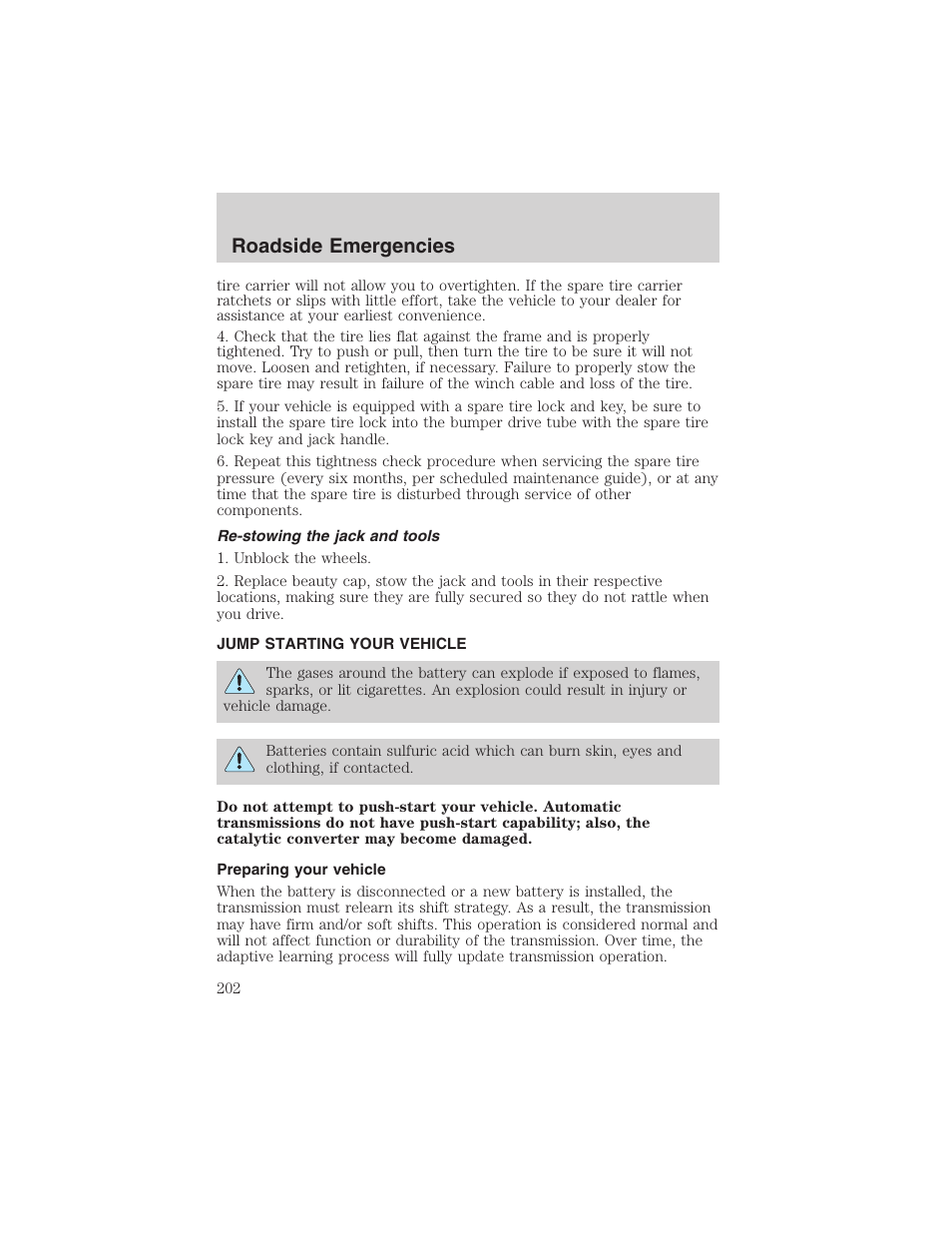 Roadside emergencies | FORD 2003 Explorer v.4 User Manual | Page 202 / 280