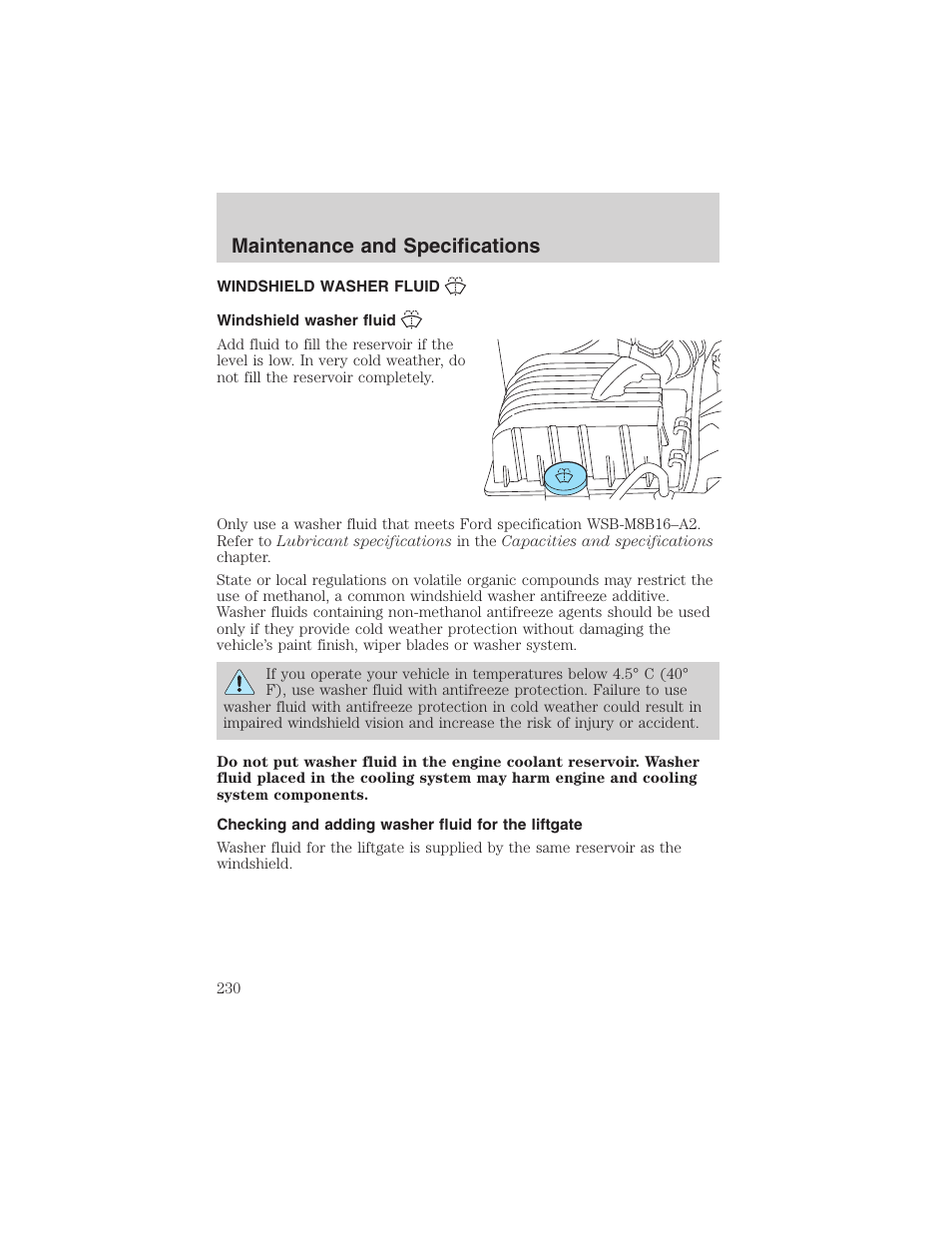 Maintenance and specifications | FORD 2003 Explorer v.4 User Manual | Page 230 / 280