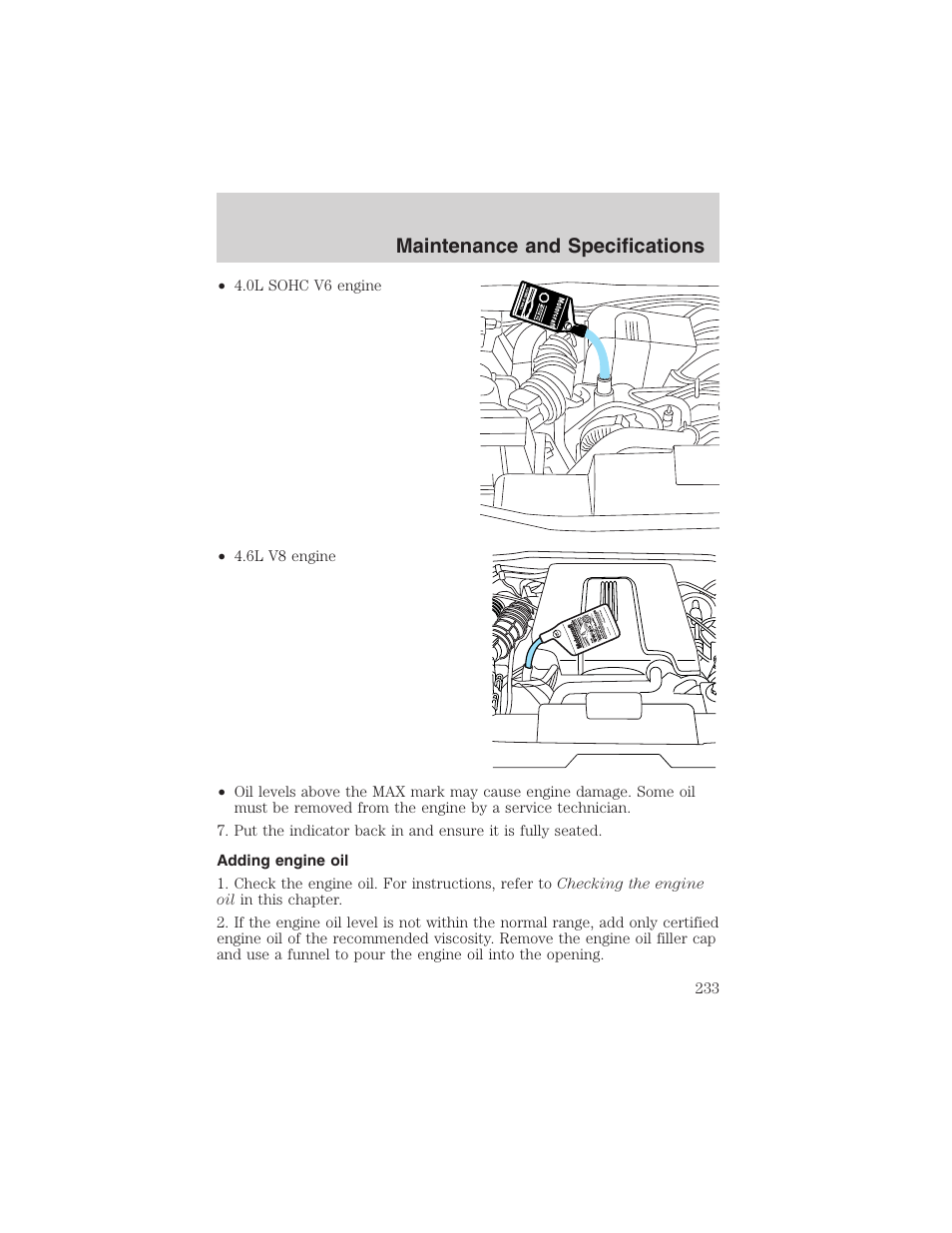 Maintenance and specifications | FORD 2003 Explorer v.4 User Manual | Page 233 / 280