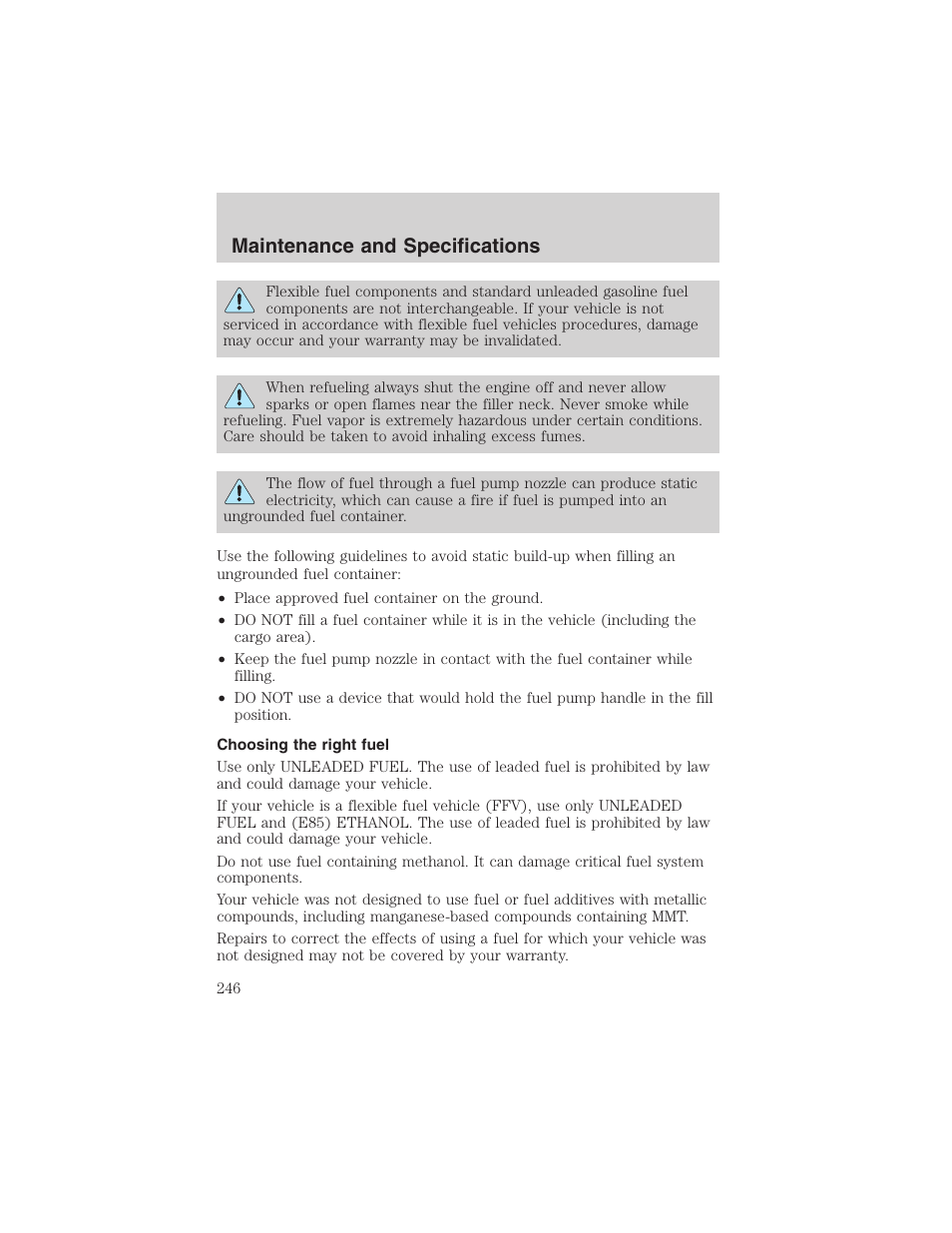 Maintenance and specifications | FORD 2003 Explorer v.4 User Manual | Page 246 / 280