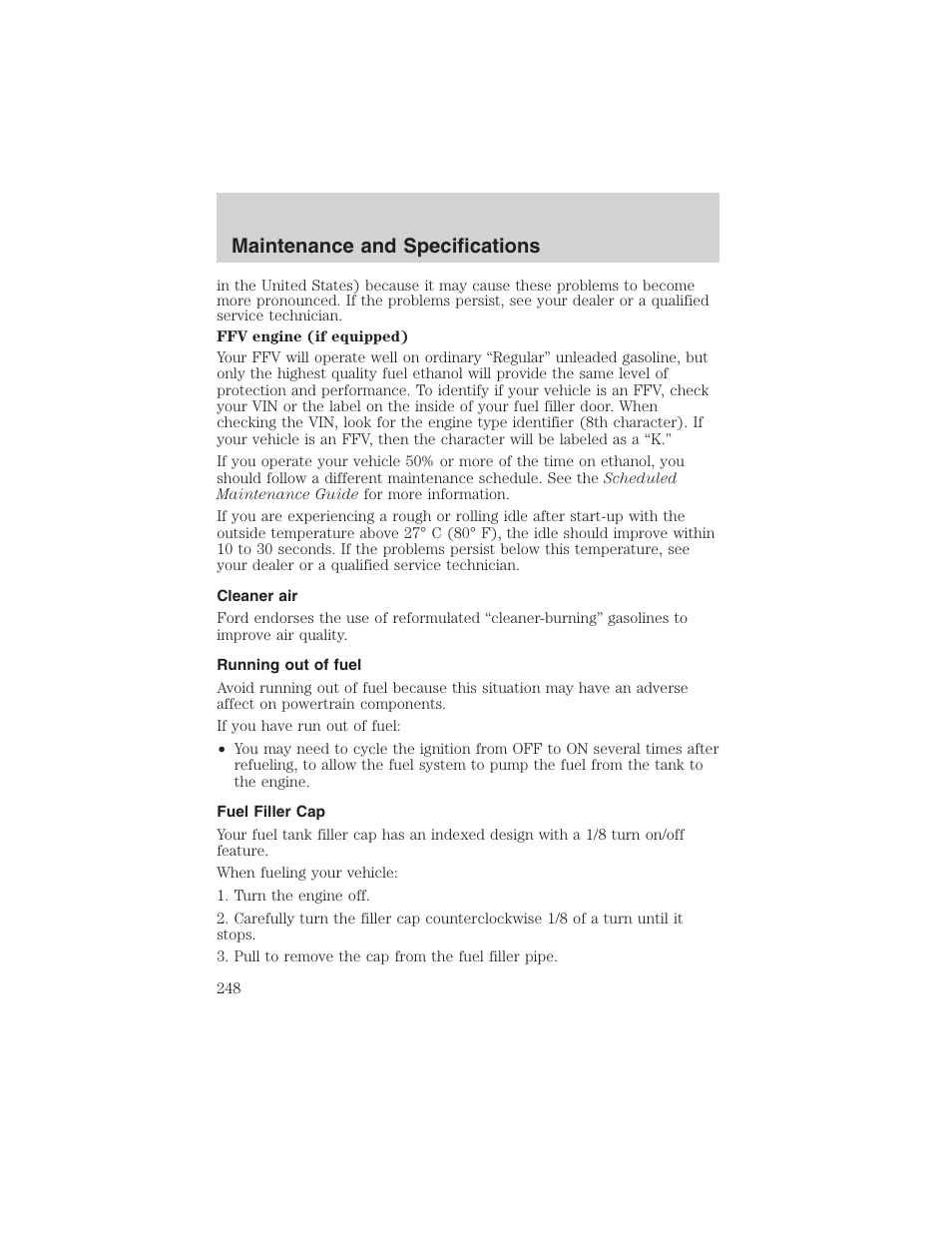 Maintenance and specifications | FORD 2003 Explorer v.4 User Manual | Page 248 / 280