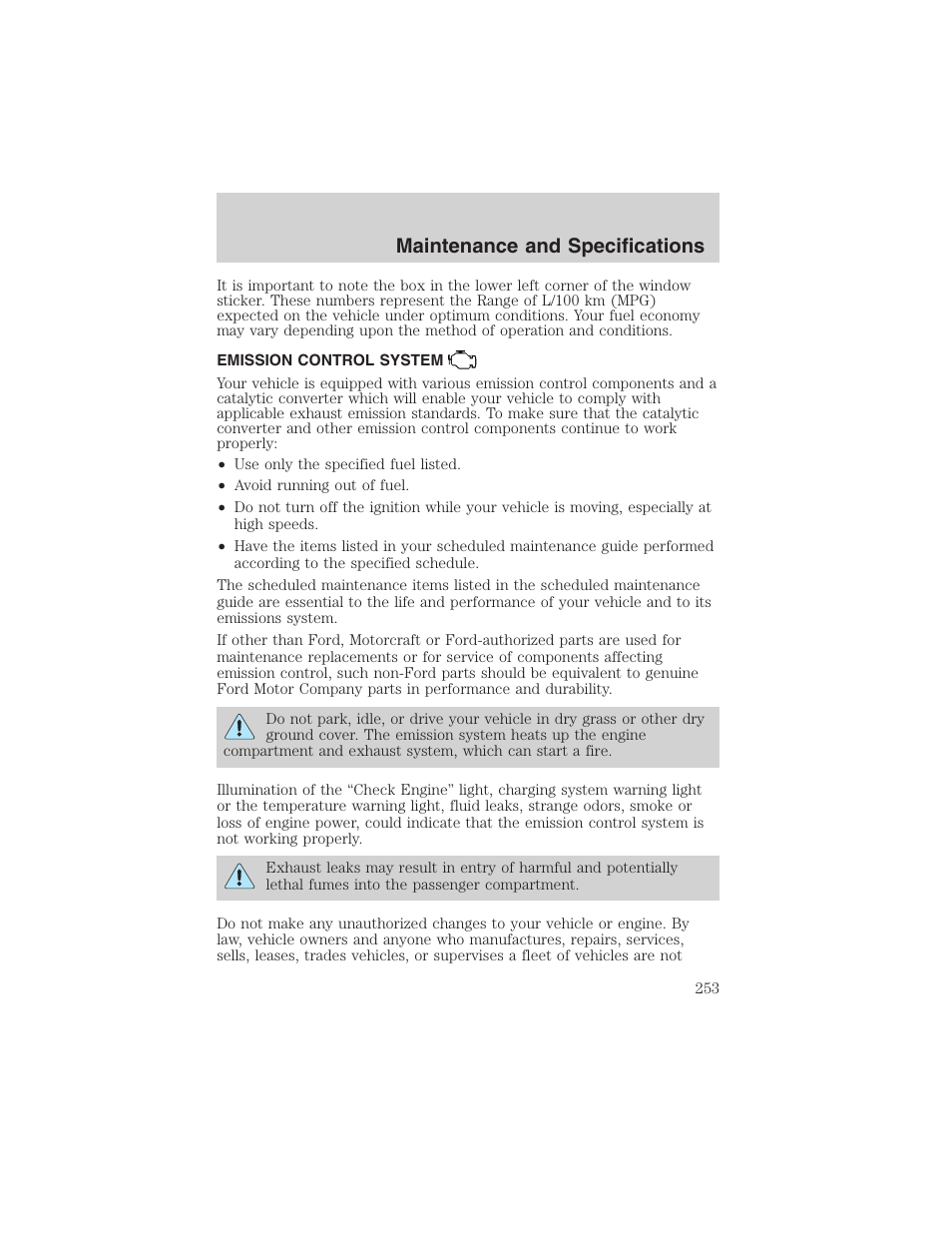 Maintenance and specifications | FORD 2003 Explorer v.4 User Manual | Page 253 / 280