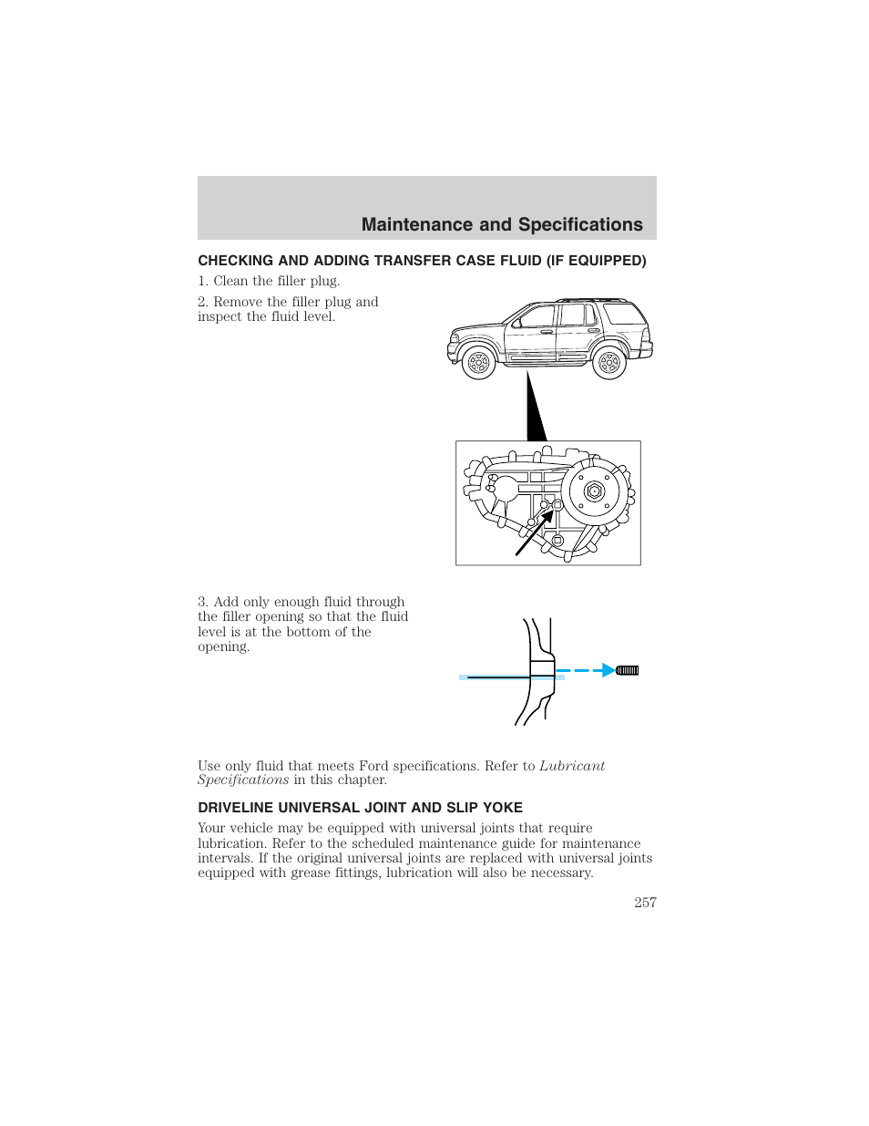 Maintenance and specifications | FORD 2003 Explorer v.4 User Manual | Page 257 / 280