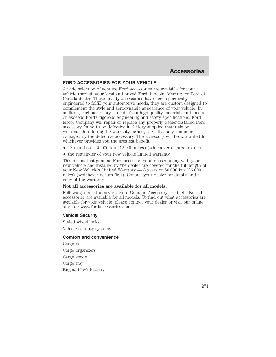 Accessories | FORD 2003 Explorer v.4 User Manual | Page 271 / 280