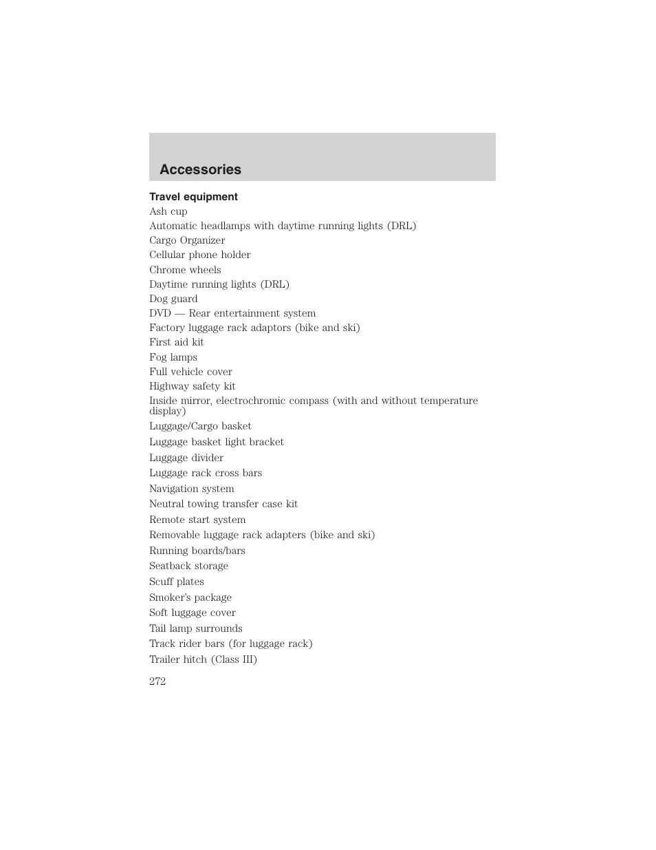 Accessories | FORD 2003 Explorer v.4 User Manual | Page 272 / 280