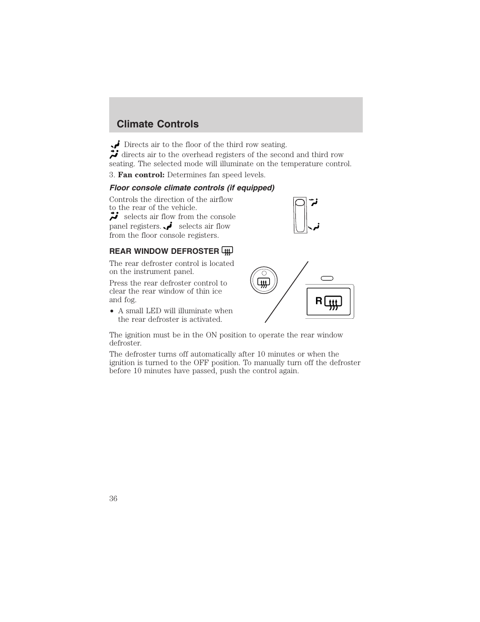 Climate controls | FORD 2003 Explorer v.4 User Manual | Page 36 / 280